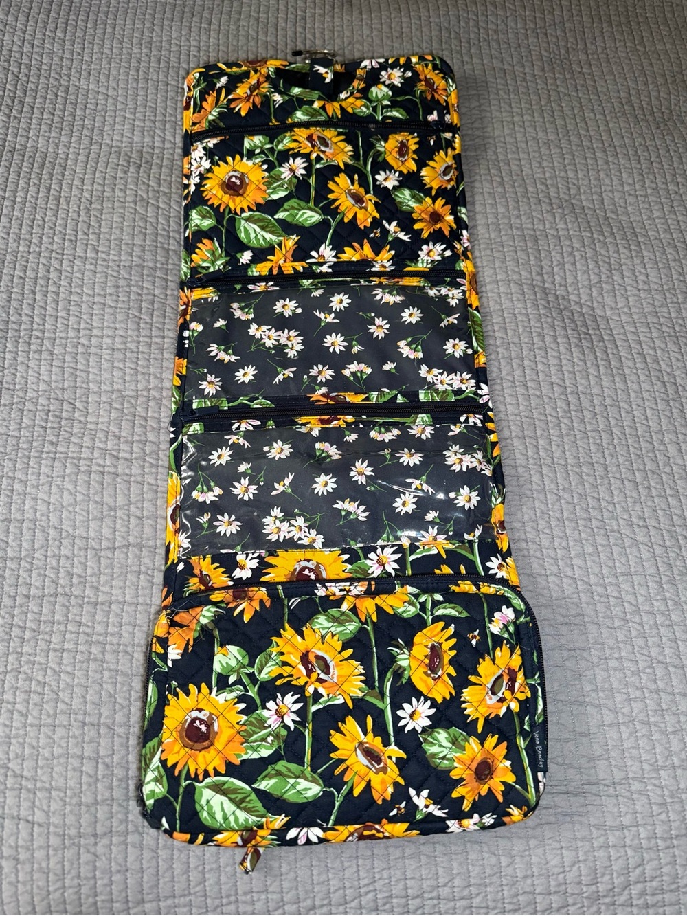 Vera Bradley Black Sunflower Travel Cosmetic Organizer